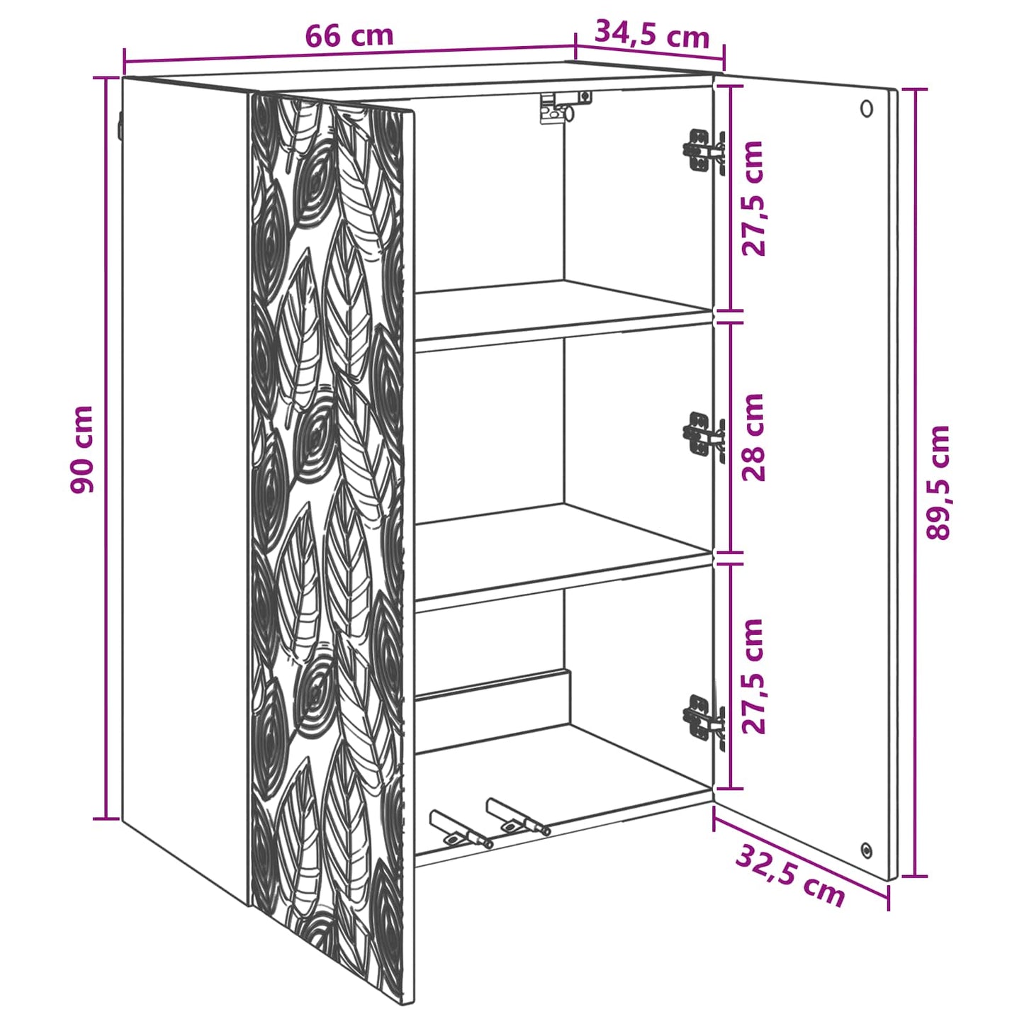 Wall-Mounted Cabinet 66 x 34.5 x 90 cm Engineered Wood