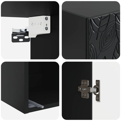 Wall-Mounted Cabinet Black 33 x 34.5 x 90 cm Engineered Wood