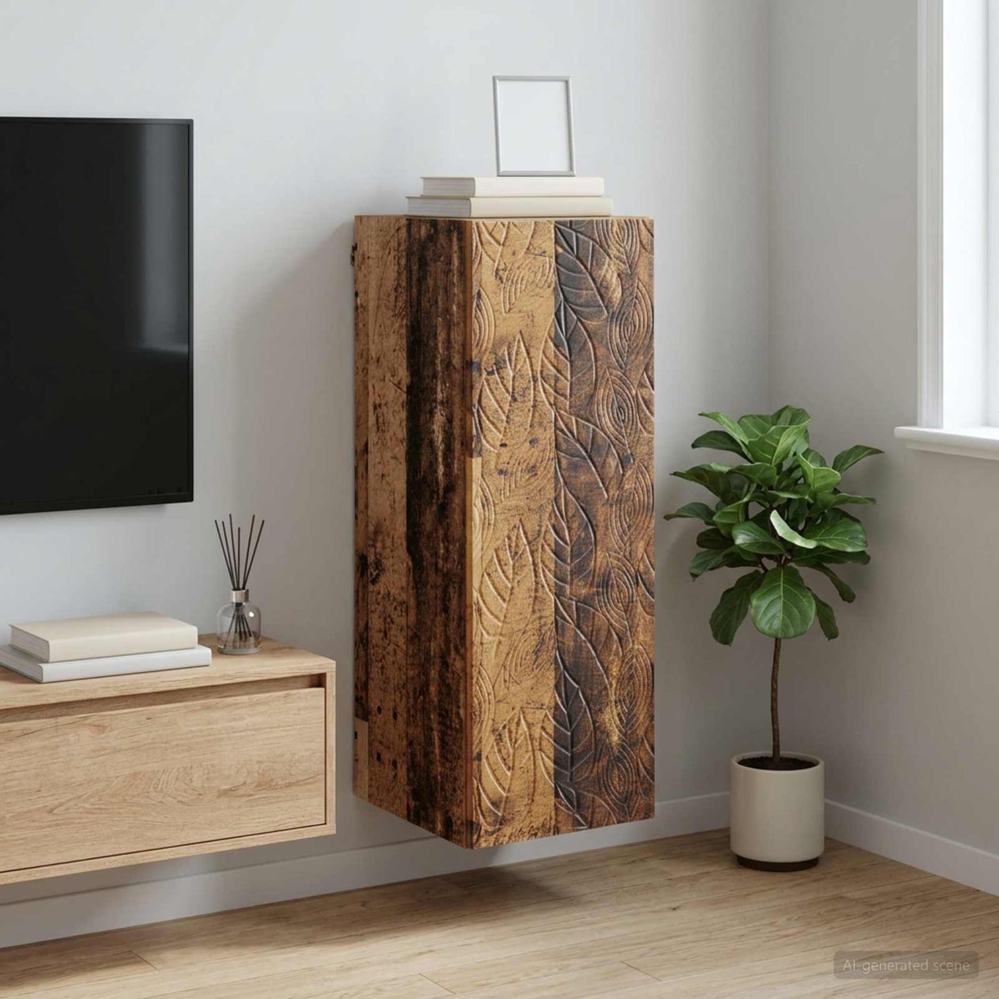 Wall-Mounted Cabinet 33 x 34.5 x 90 cm Engineered Wood Old Wood