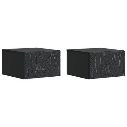 Wall-Mounted Bedside Cabinet 2 pcs Black 49 x 34.5 x 20 cm
