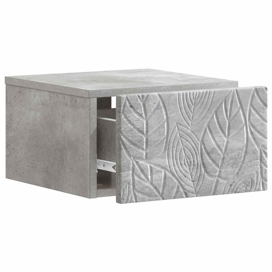 Wall-Mounted Bedside Cabinet Concrete Grey 49 x 34.5 x 20 cm