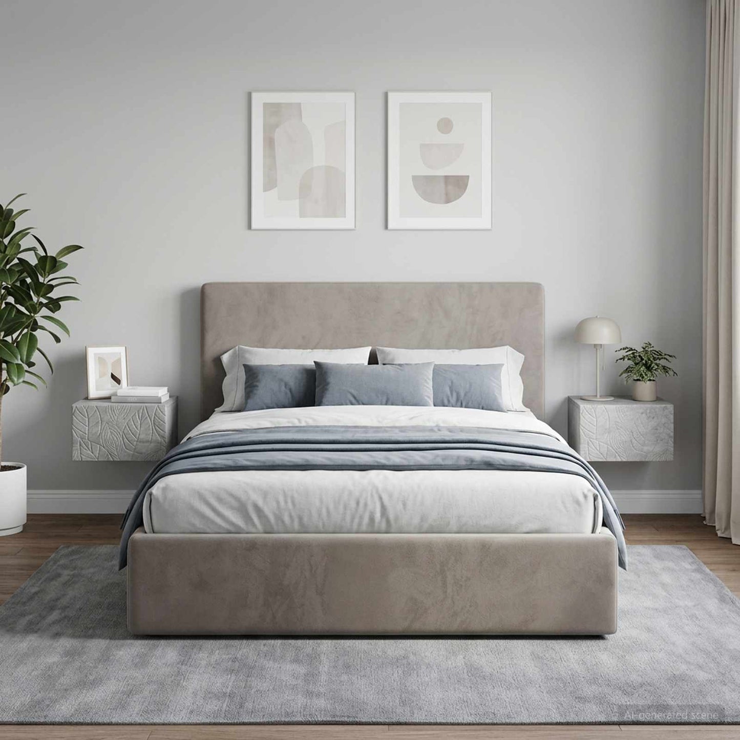 Wall-Mounted Bedside Cabinet 2 pcs Concrete Grey