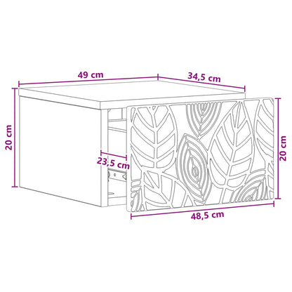 Wall-Mounted Bedside Cabinet Smoked Oak 49 x 34.5 x 20 cm