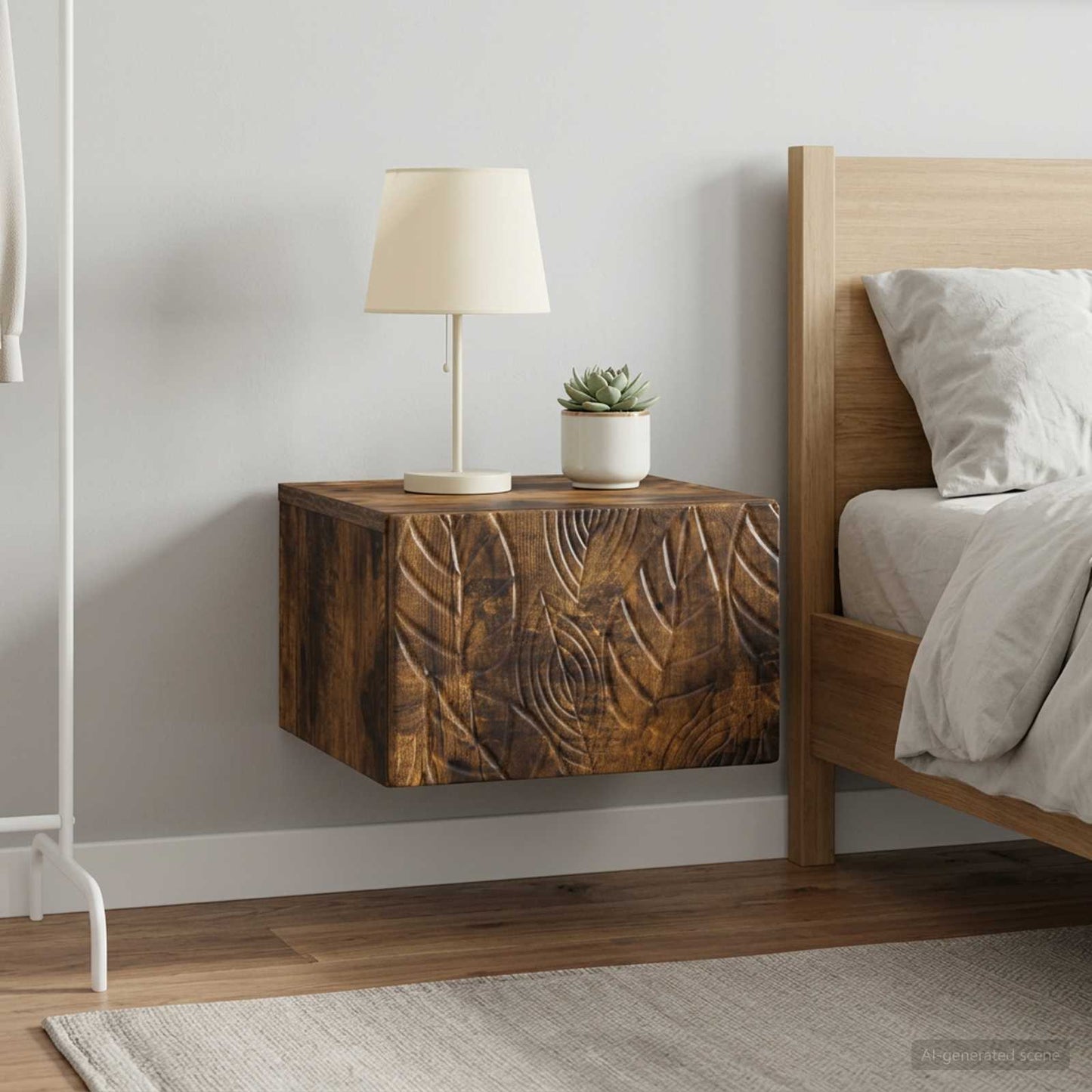 Wall-Mounted Bedside Cabinet 2 pcs Smoked Oak 49 x 34.5 x 20 cm