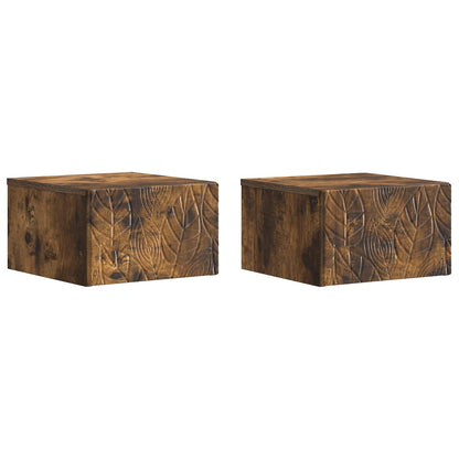 Wall-Mounted Bedside Cabinet 2 pcs Smoked Oak 49 x 34.5 x 20 cm