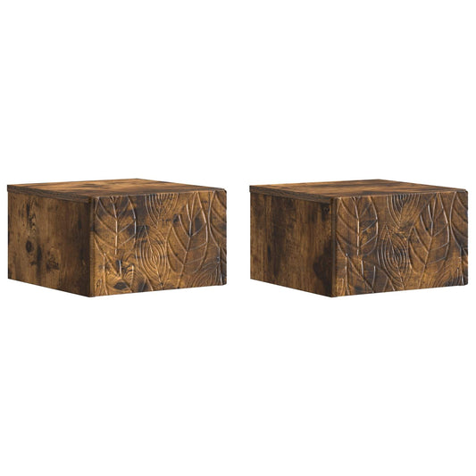 Wall-Mounted Bedside Cabinet 2 pcs Smoked Oak 49 x 34.5 x 20 cm