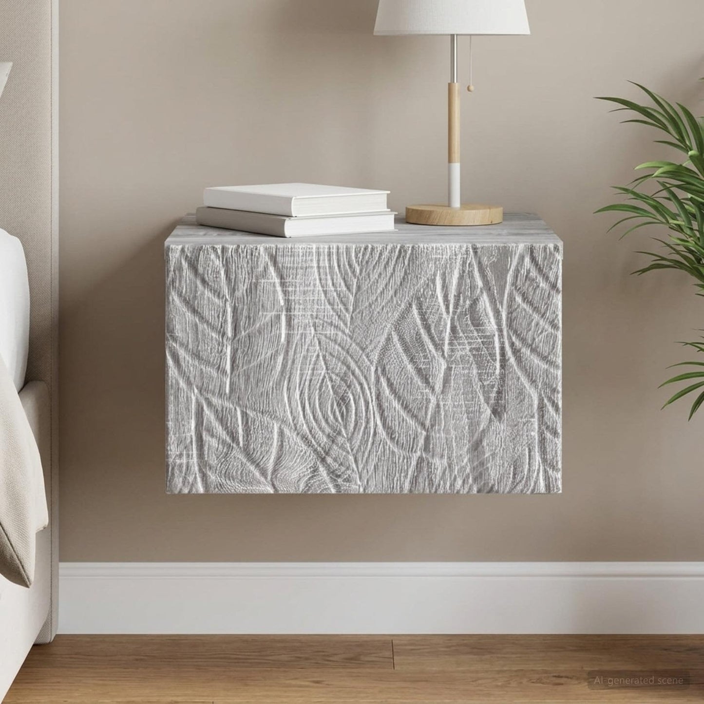 Wall-Mounted Bedside Cabinet Grey Sonoma 49 x 34.5 x 20 cm