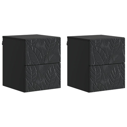Wall-Mounted Bedside Cabinet 2 pcs Black 34.5 x 33 x 40 cm