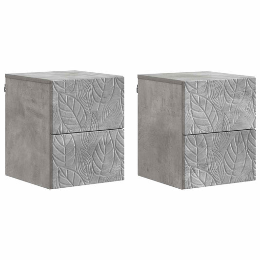 Wall-Mounted Bedside Cabinet 2 pcs Concrete Grey