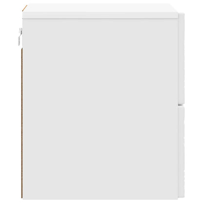 Wall-Mounted Bedside Cabinet High Gloss White 34.5 x 33 x 40 cm