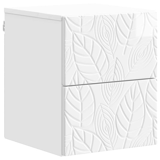Wall-Mounted Bedside Cabinet 2 pcs High Gloss White