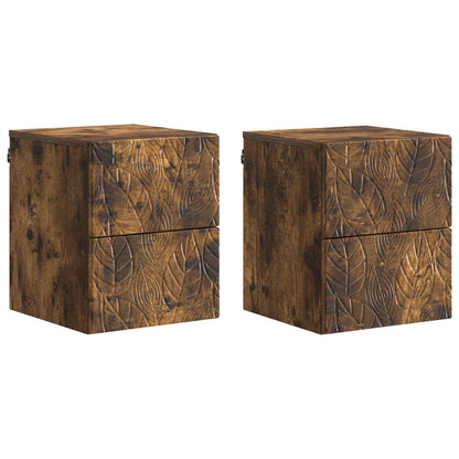 Wall-Mounted Bedside Cabinet 2 pcs Smoked Oak 34.5 x 33 x 40 cm
