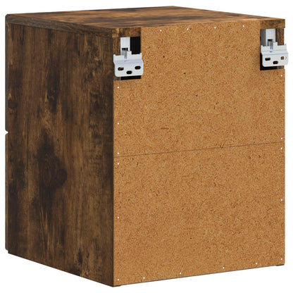 Wall-Mounted Bedside Cabinet 2 pcs Smoked Oak 34.5 x 33 x 40 cm