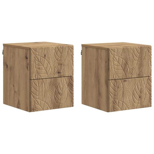 Wall-Mounted Bedside Cabinet 2 pcs Artisan Oak