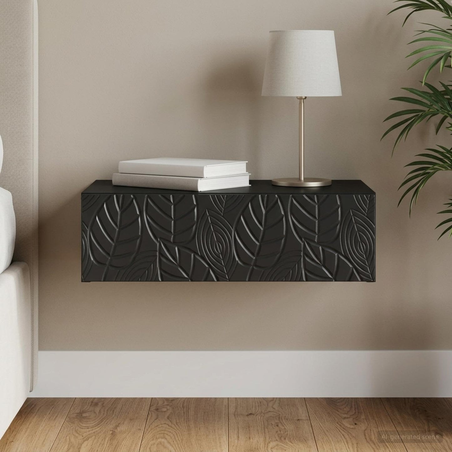 Wall-Mounted Side Table 59 x 34.5 x 17 cm Engineered Wood Black
