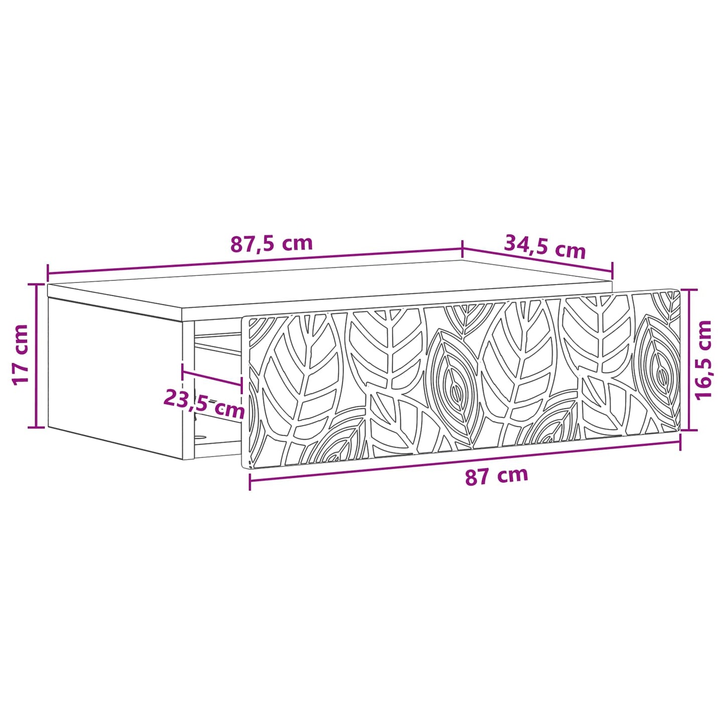 Wall-Mounted Side Table 87.5 x 34.5 x 17 cm Engineered Wood
