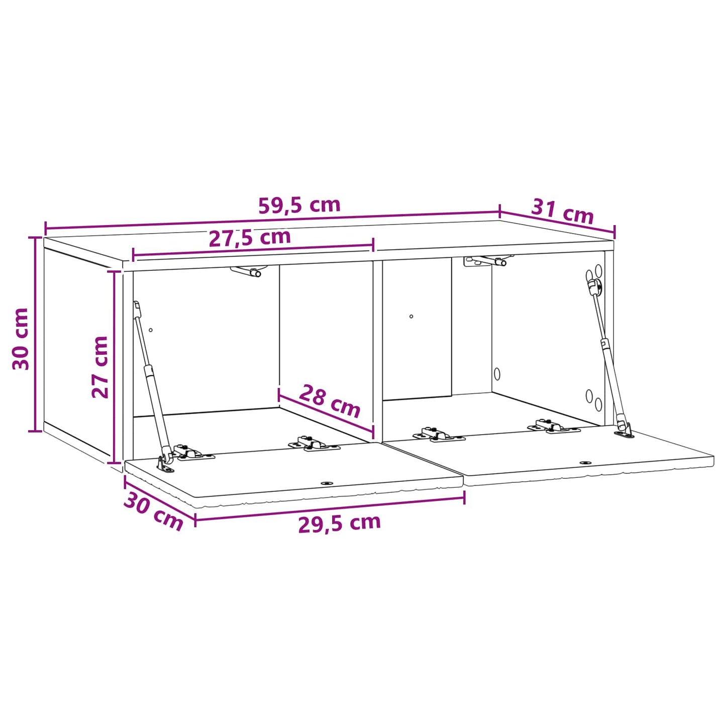 Wall-Mounted TV Cabinet 59.5 x 31 cm White Engineered Wood