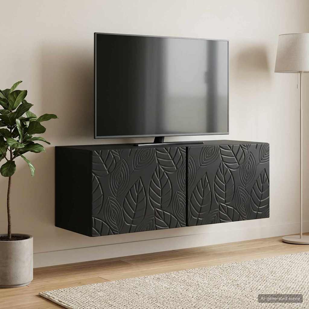 Wall-Mounted TV Cabinet 59.5 x 31 cm Black Engineered Wood