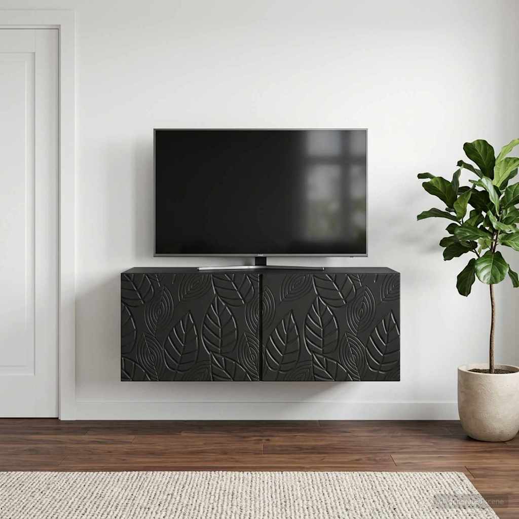 Wall-Mounted TV Cabinet 59.5 x 31 cm Black Engineered Wood