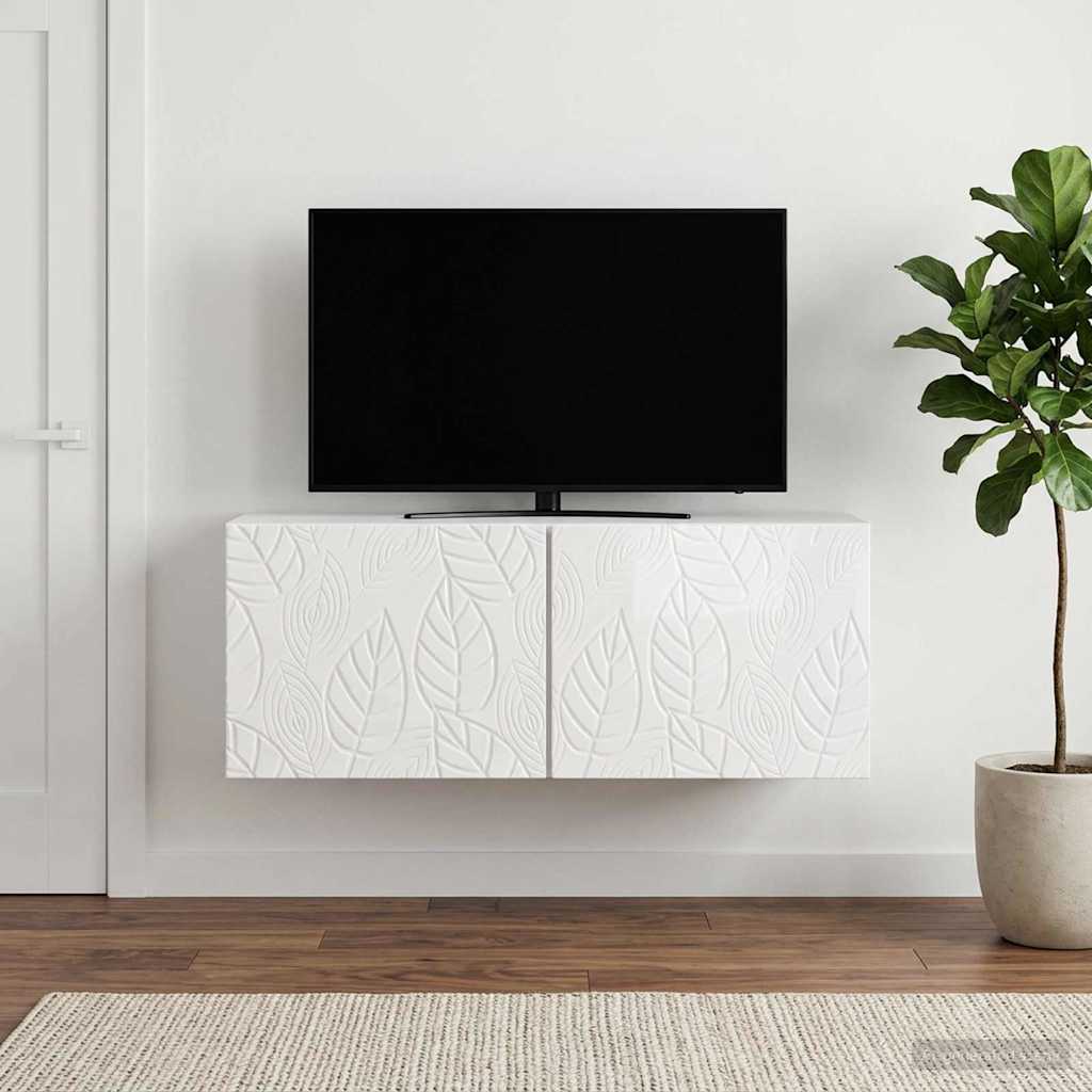Wall-Mounted TV Cabinet 59.5 x 31 cm High Gloss White