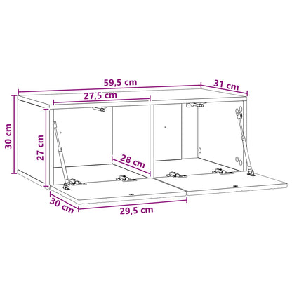Wall-Mounted TV Cabinet 59.5 x 31 cm High Gloss White
