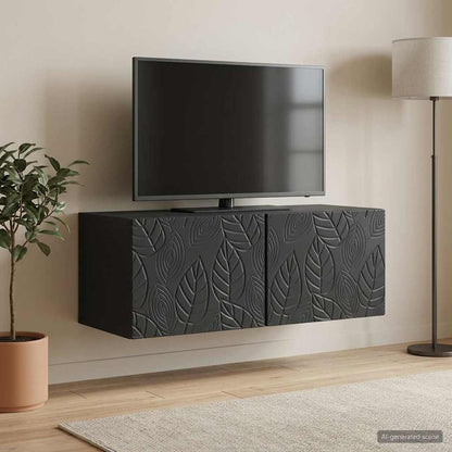 Wall-Mounted TV Cabinet 98 x 31 cm Black Engineered Wood
