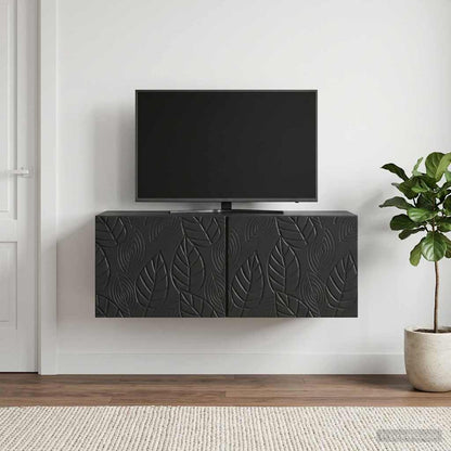 Wall-Mounted TV Cabinet 98 x 31 cm Black Engineered Wood