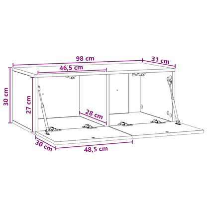 Wall-Mounted TV Cabinet 98 x 31 cm Black Engineered Wood