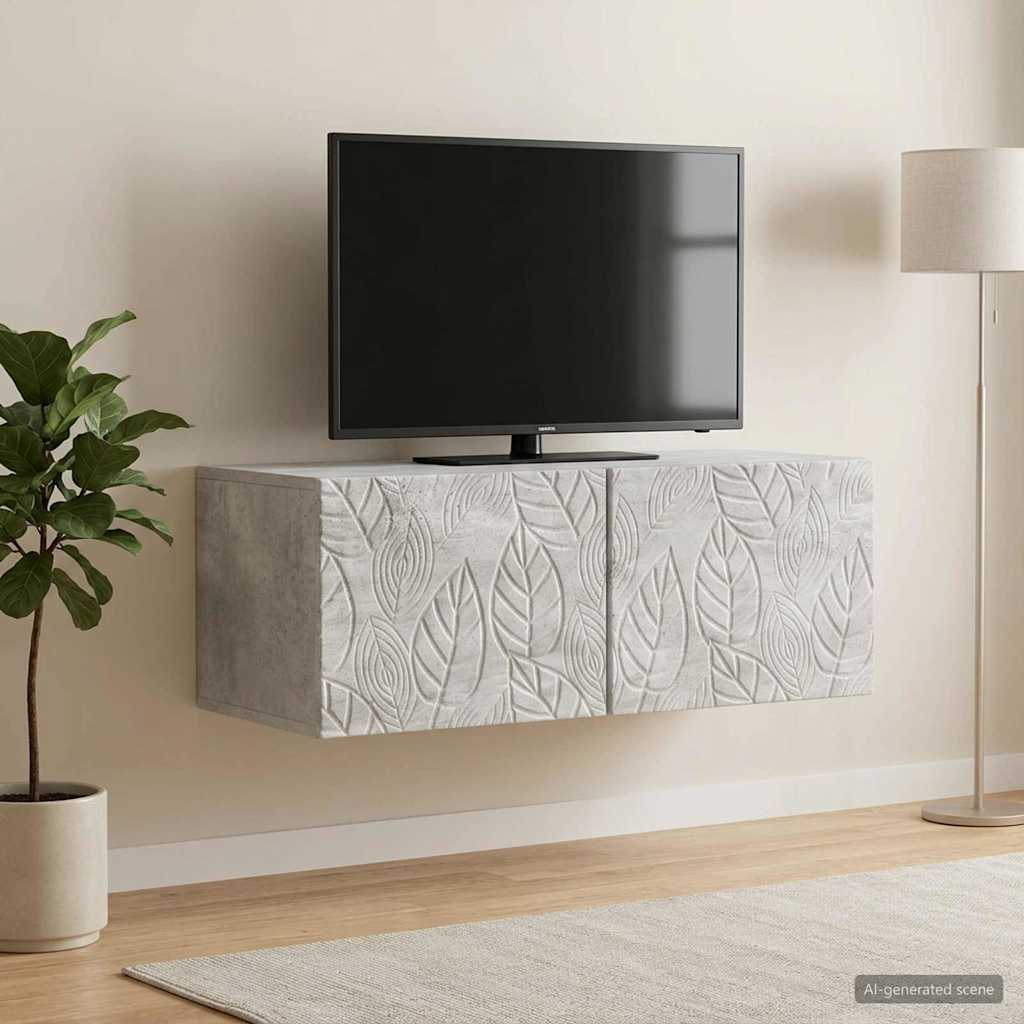 Wall-Mounted TV Cabinet 98 x 31 cm Concrete Grey