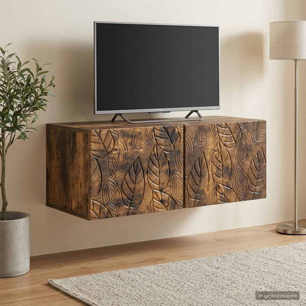 Wall-Mounted TV Cabinet 98 x 31 cm Smoked Oak Engineered Wood