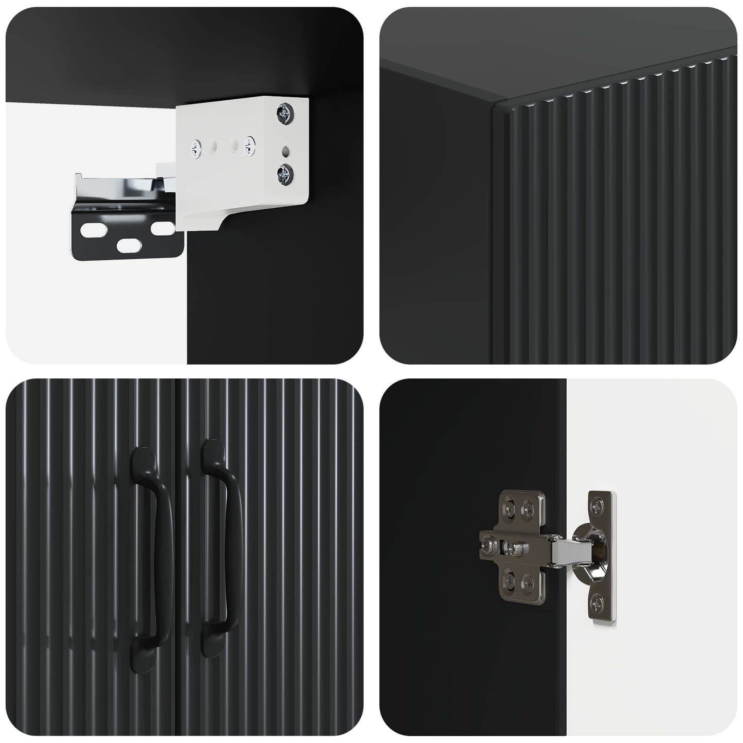 Wall-Mounted Cabinet 66 x 34.5 x 90 cm Engineered Wood Black