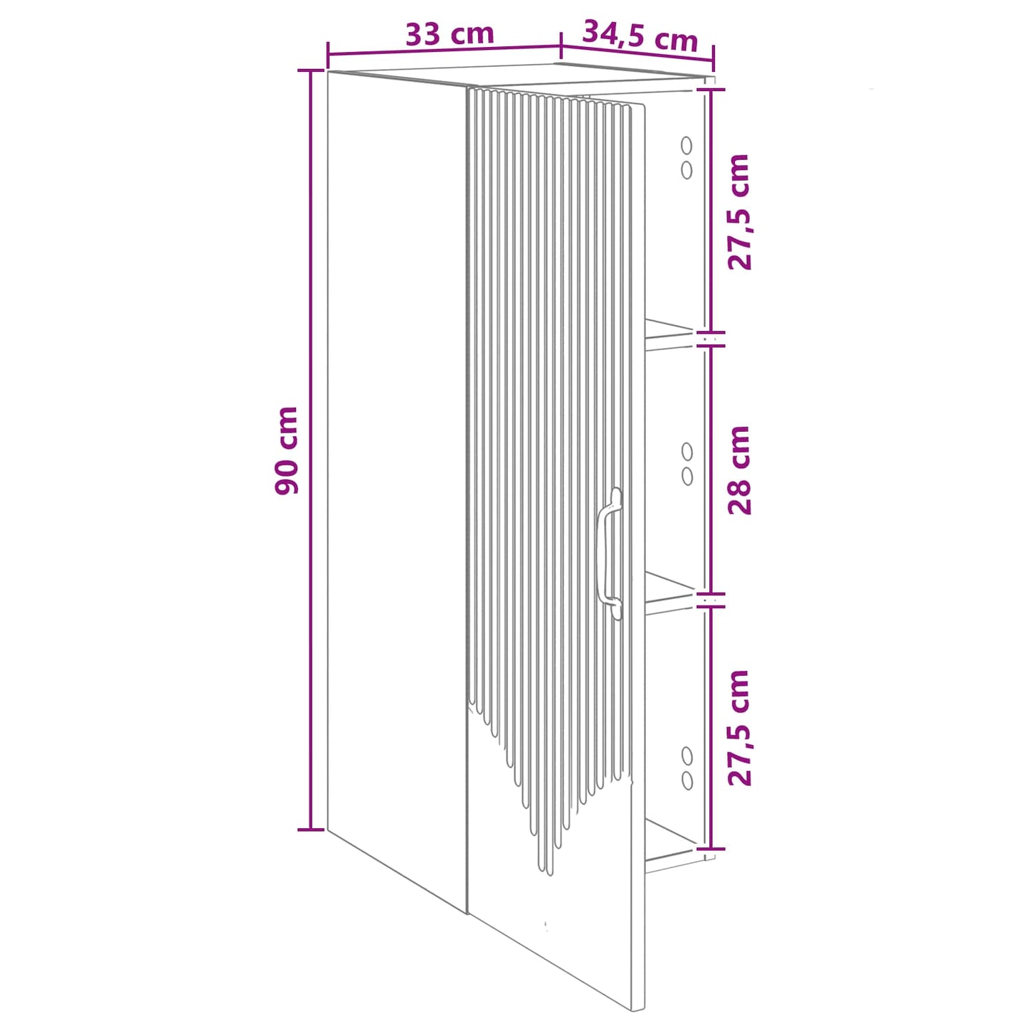 Wall-Mounted Cabinet 33 x 34.5 x 90 cm Engineered Wood Black