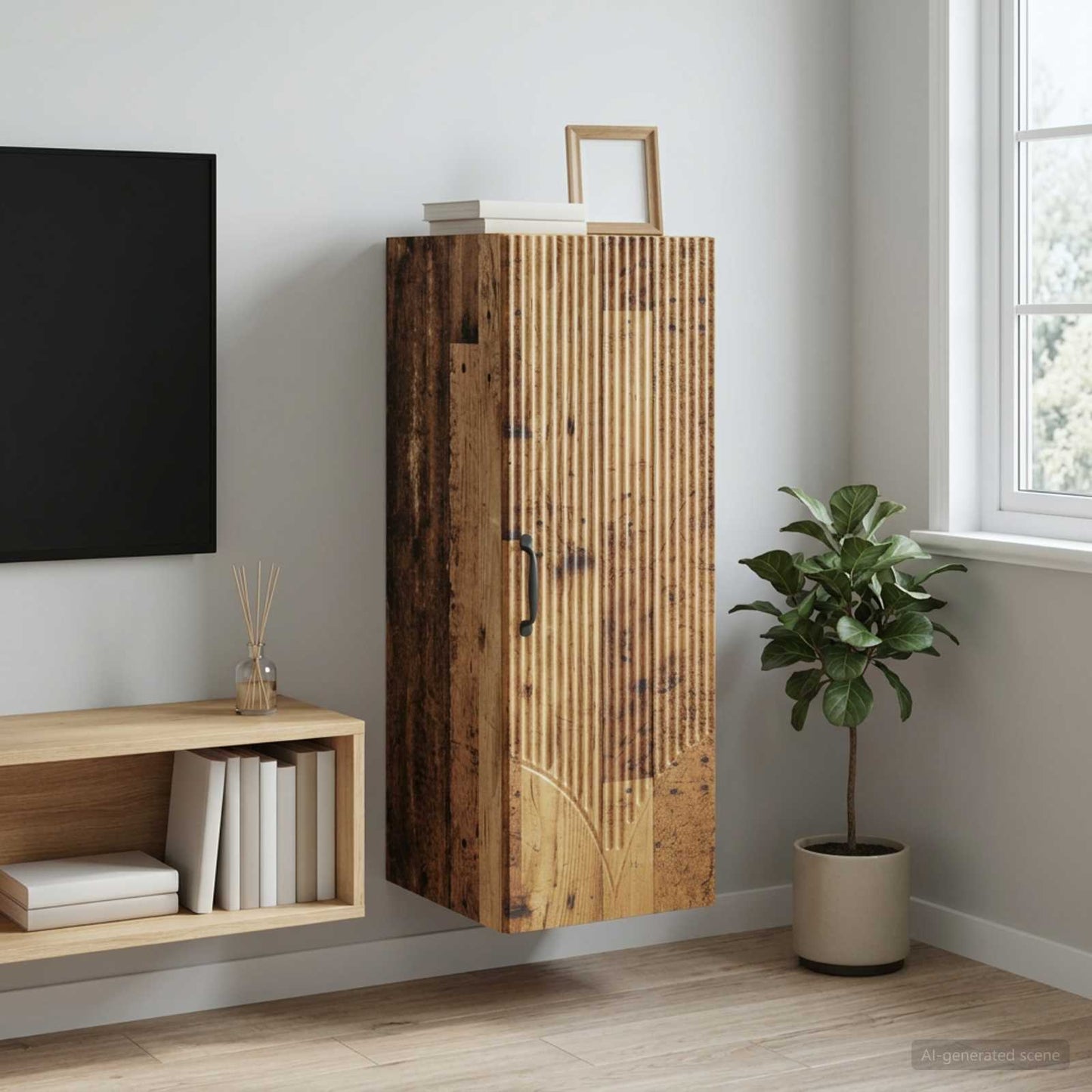 Wall-Mounted Cabinet 33 x 34.5 x 90 cm Engineered Wood Old Wood