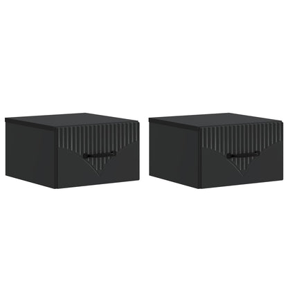 Wall-Mounted Bedside Cabinet 2 pcs Black 34.5 x 33 x 20 cm