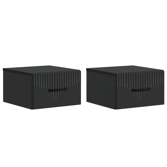 Wall-Mounted Bedside Cabinet 2 pcs Black 34.5 x 33 x 20 cm