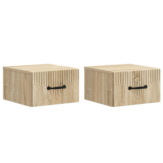 Wall-Mounted Bedside Cabinet 2 pcs Sonoma Oak 34.5 x 33 x 20 cm