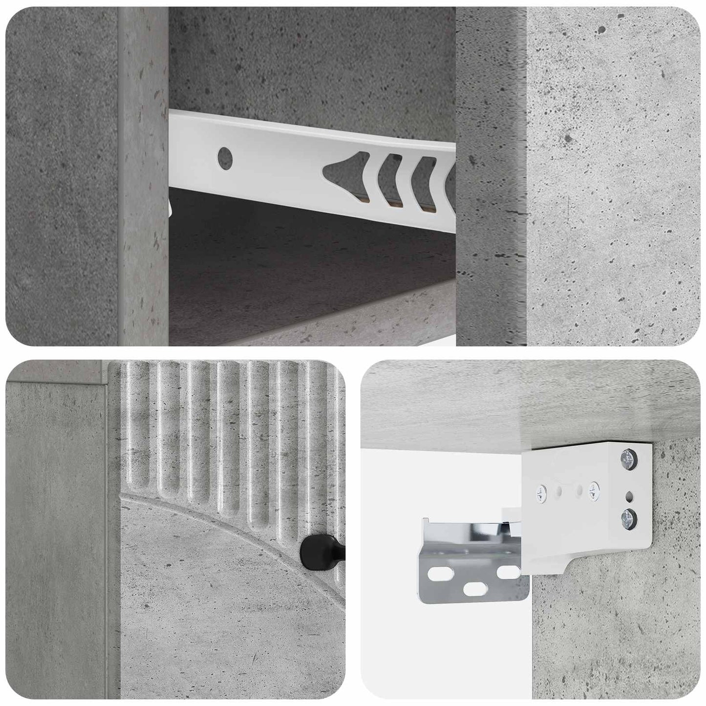 Wall-Mounted Bedside Cabinet with Drawer 2 pcs Concrete Grey
