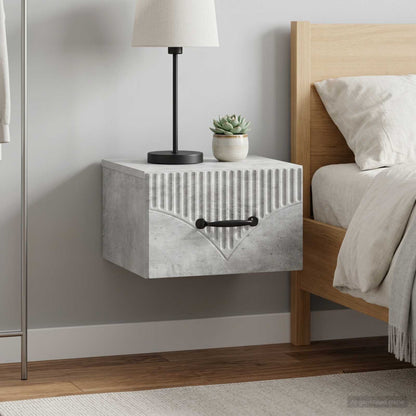 Wall-Mounted Bedside Cabinet with Drawer 2 pcs Concrete Grey