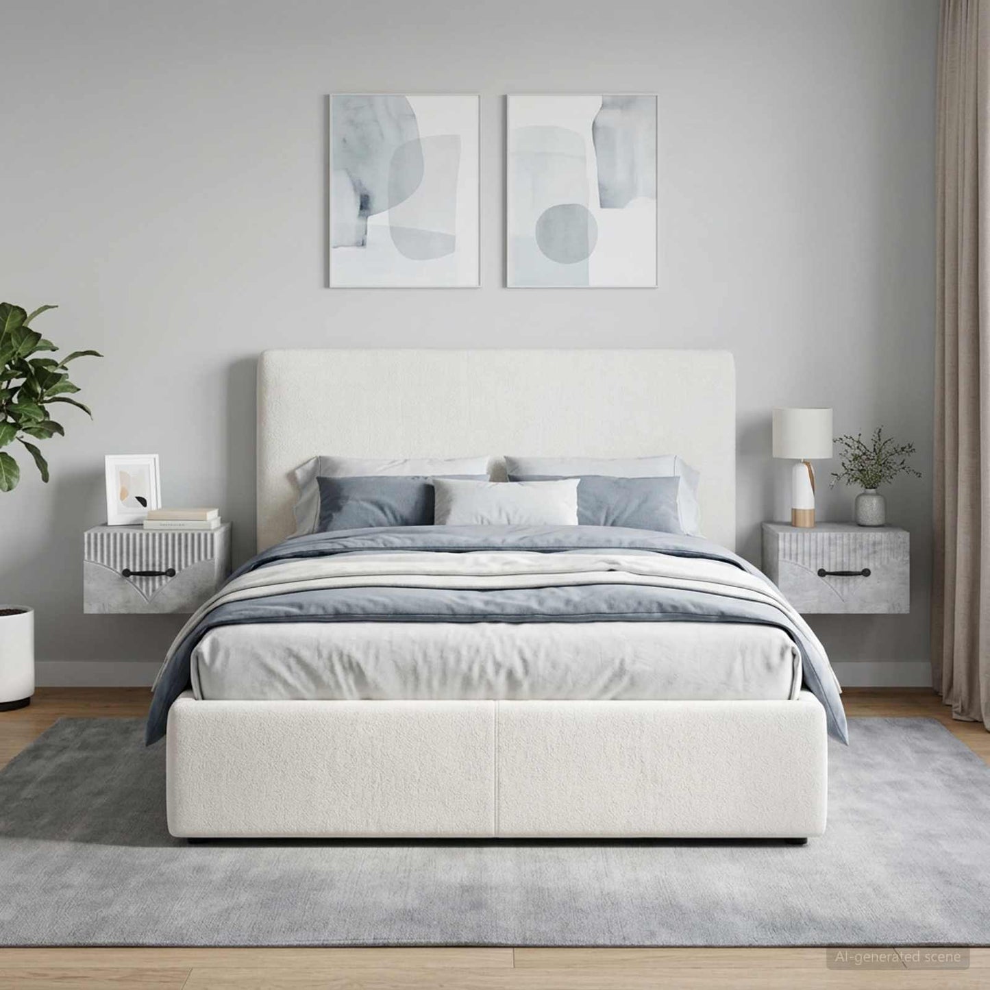Wall-Mounted Bedside Cabinet with Drawer 2 pcs Concrete Grey