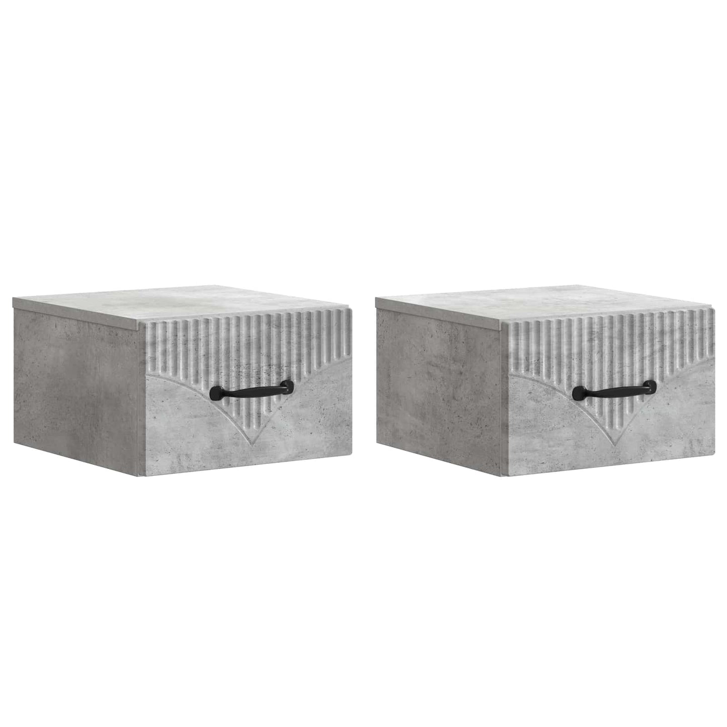 Wall-Mounted Bedside Cabinet with Drawer 2 pcs Concrete Grey