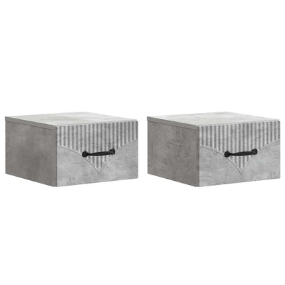 Wall-Mounted Bedside Cabinet with Drawer 2 pcs Concrete Grey