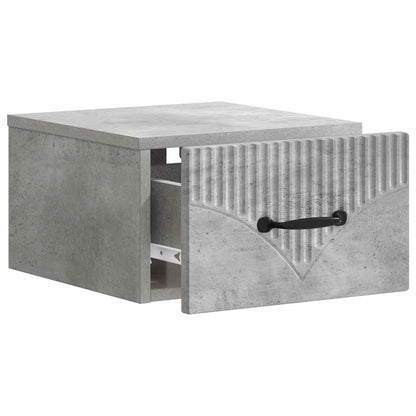 Wall-Mounted Bedside Cabinet with Drawer 2 pcs Concrete Grey