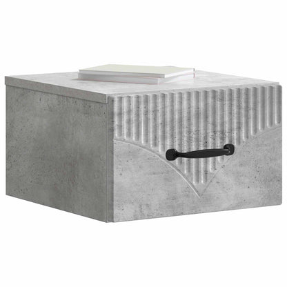 Wall-Mounted Bedside Cabinet with Drawer 2 pcs Concrete Grey