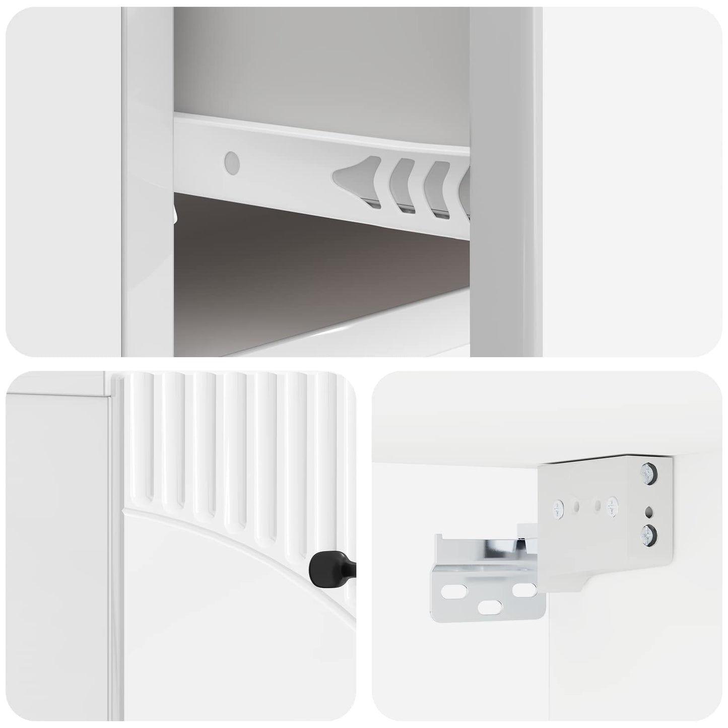 Wall-Mounted Bedside Cabinet with Drawer 2 pcs High Gloss White