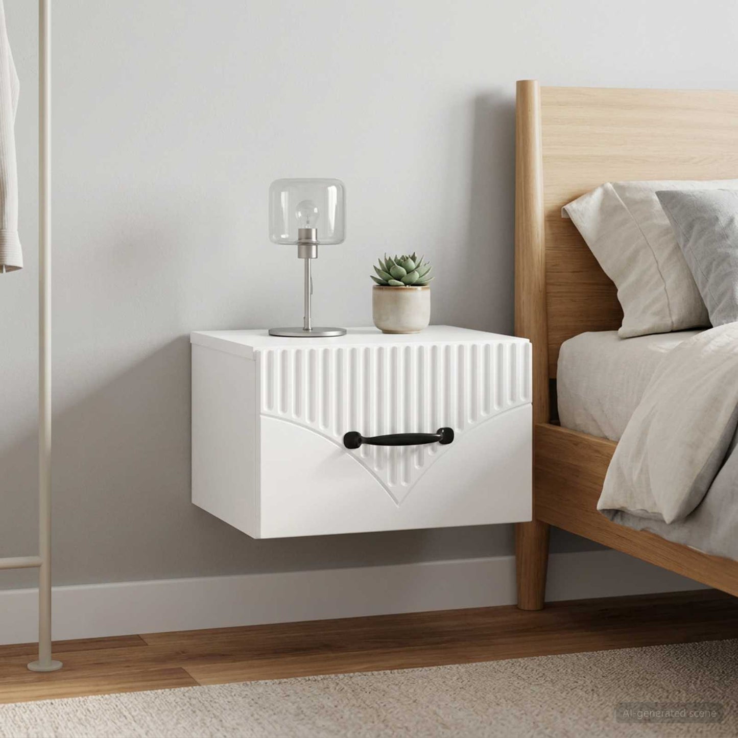Wall-Mounted Bedside Cabinet with Drawer 2 pcs High Gloss White