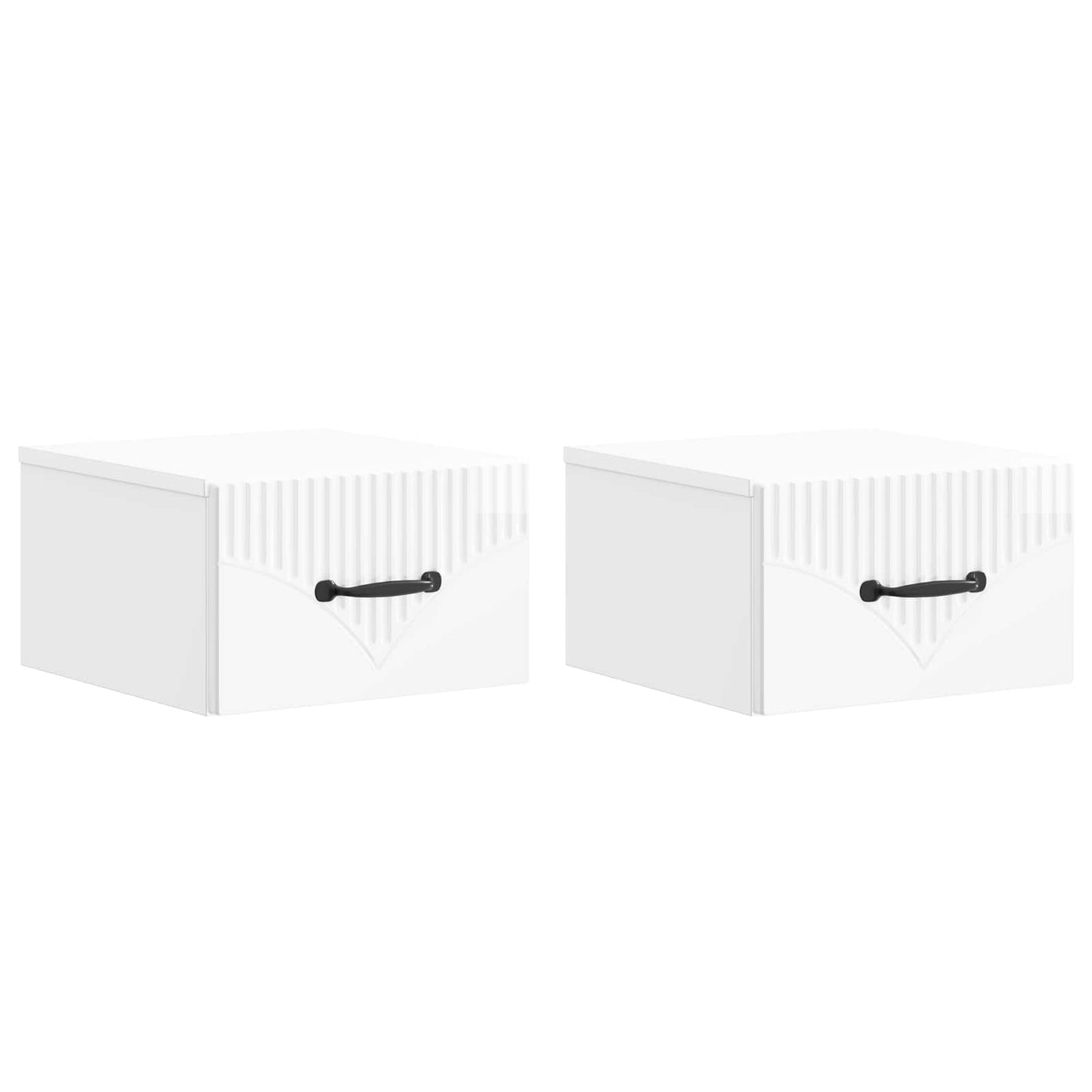 Wall-Mounted Bedside Cabinet with Drawer 2 pcs High Gloss White