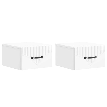 Wall-Mounted Bedside Cabinet with Drawer 2 pcs High Gloss White