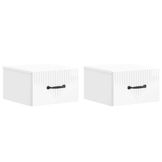 Wall-Mounted Bedside Cabinet with Drawer 2 pcs High Gloss White