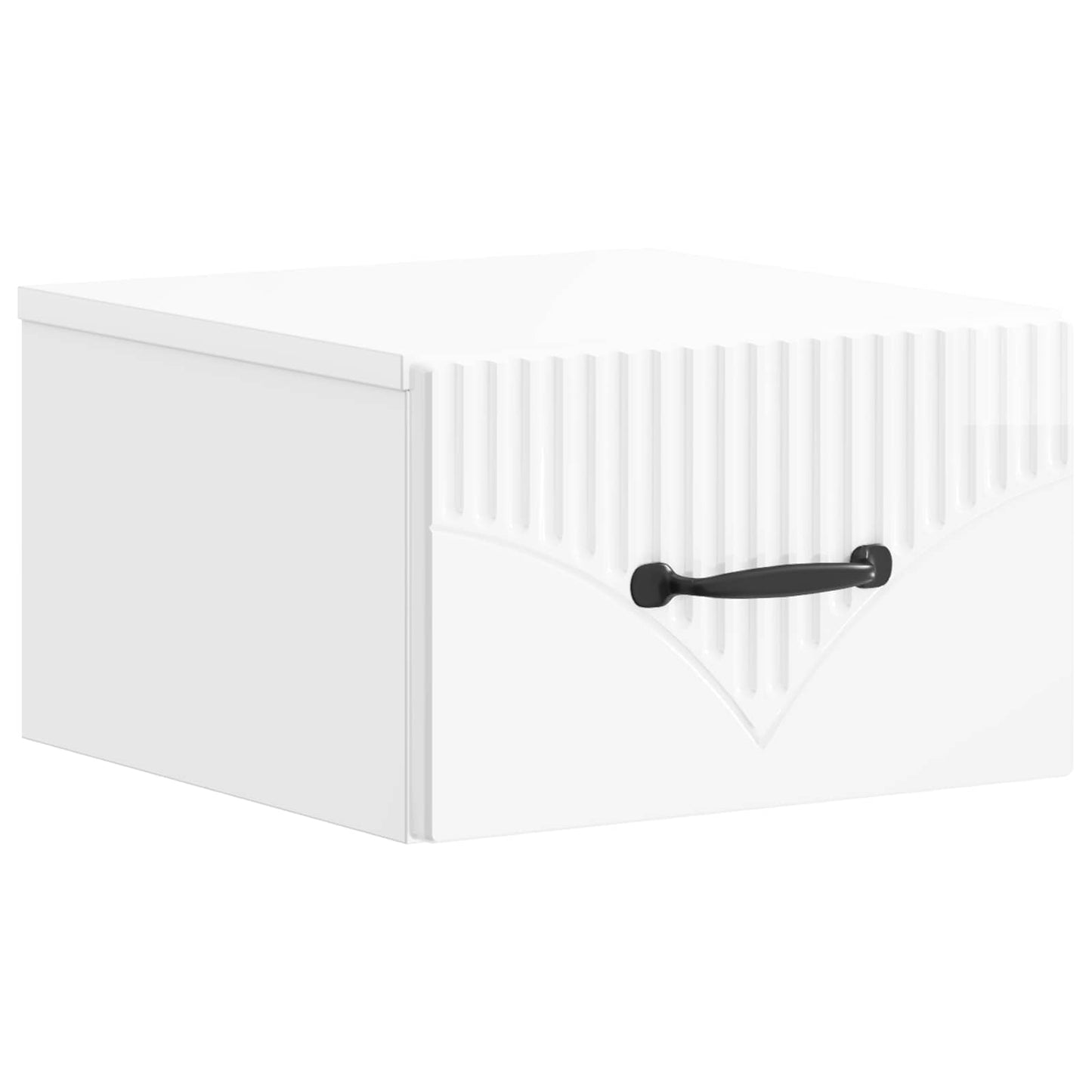 Wall-Mounted Bedside Cabinet with Drawer 2 pcs High Gloss White