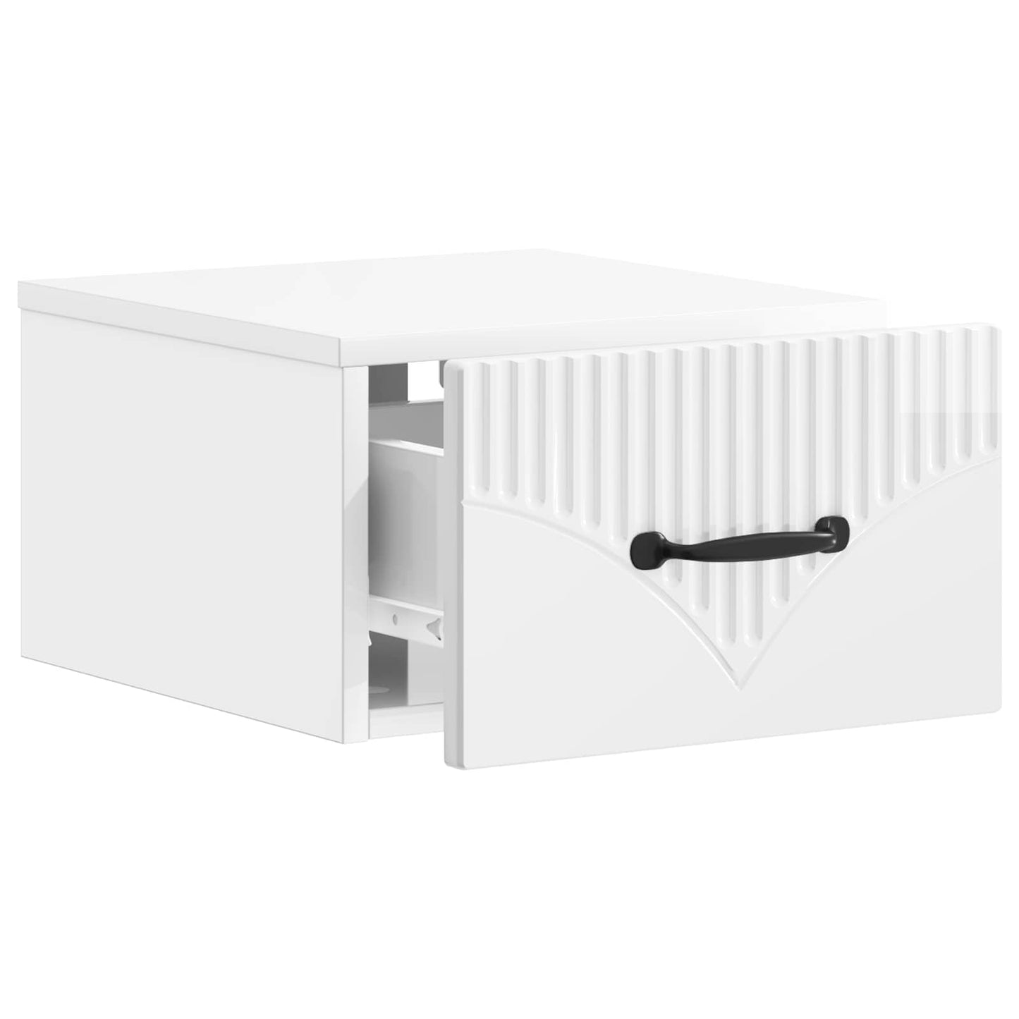 Wall-Mounted Bedside Cabinet with Drawer 2 pcs High Gloss White
